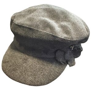 Collection Eighteen Gray Wool  Cap with flower Accent